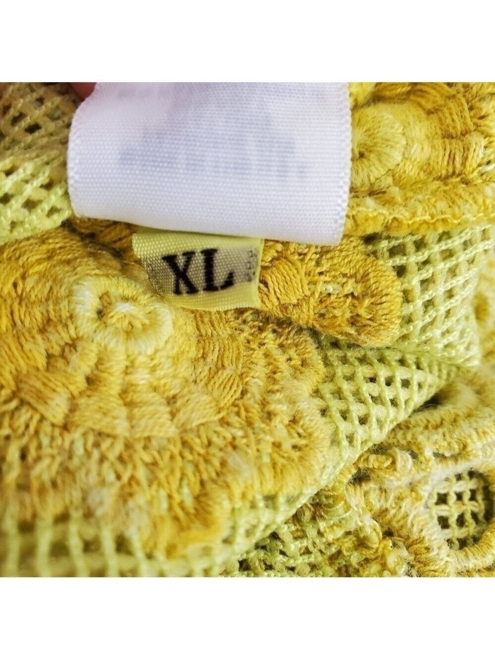LANGUAGE DRESS SLEEVELESS FRINGE MUSTARD YELLOW EMBROIDERED FLORAL WOMANS ( XL ) - Picture 10 of 15